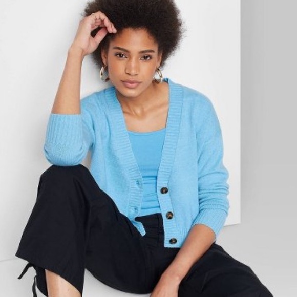 NWT Sky Blue Slouchy Oversized Button-Front Cardigan- XL - Picture 3 of 7